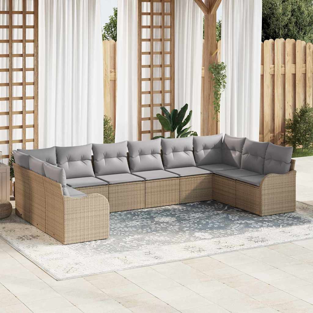 Kerti Kanapé Szett Bézs 344 x 177,5 x 85 cm polirattan