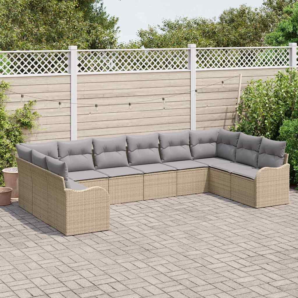 Kerti Kanapé Szett Bézs 344 x 177,5 x 85 cm polirattan