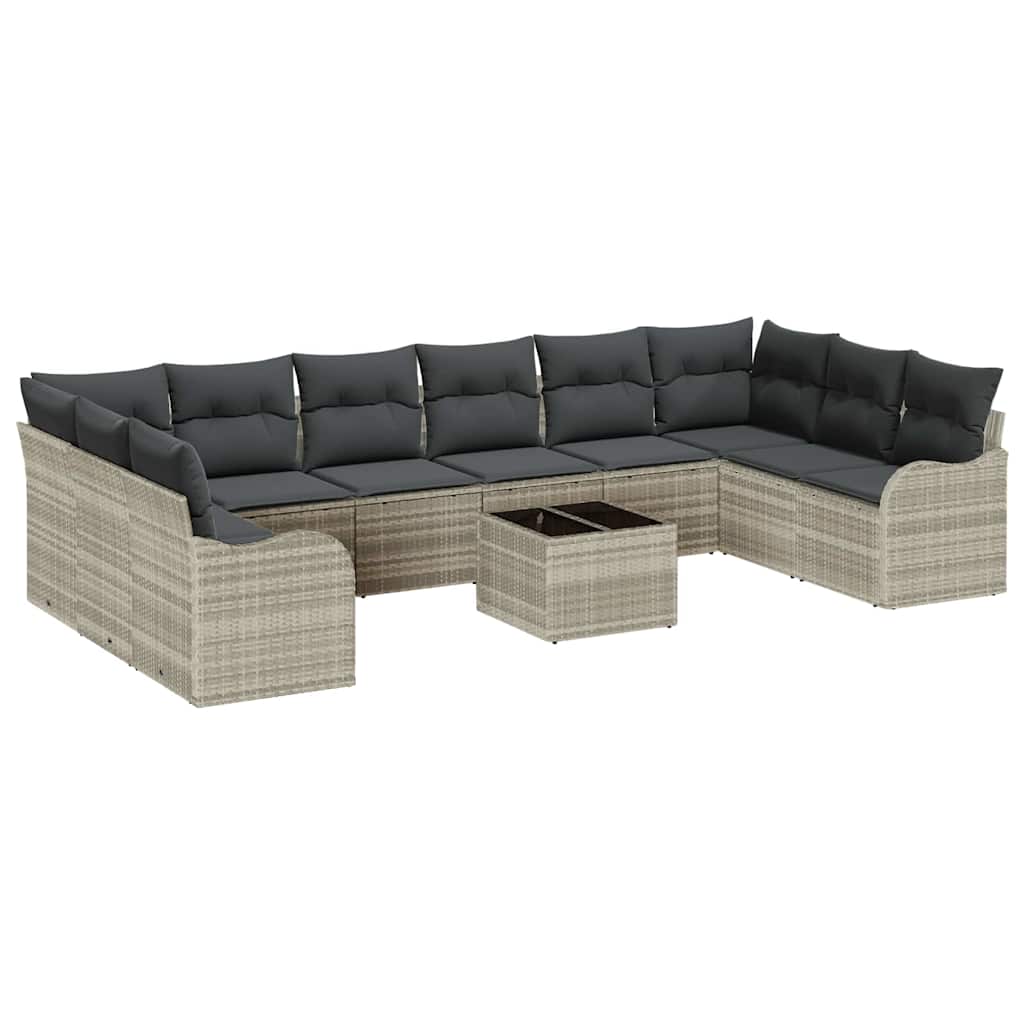 Kerti Kanapé Szett Világosszürke 55 x 55 x 37 cm polirattan