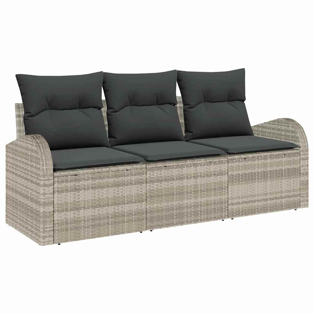 Kerti Kanapé Szett párnával 3 pcs Világosszürke Poli rattan