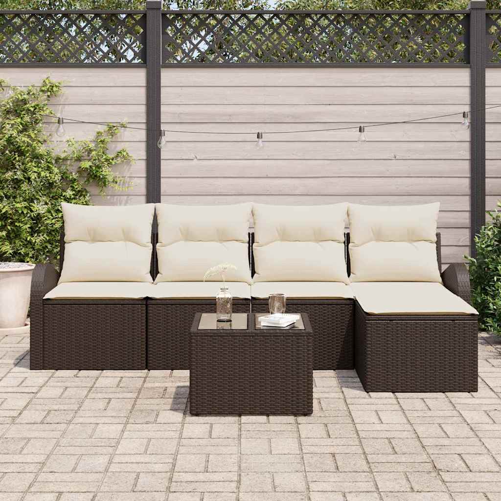 Kerti Kanapé Szett párnával 6 pcs Barna Poli rattan