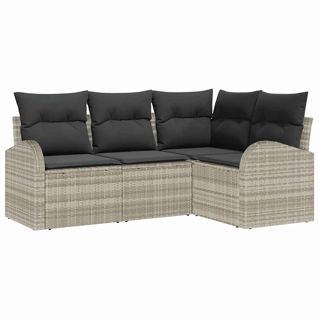 Kerti Kanapé Szett 4 pcs Világosszürke polirattan