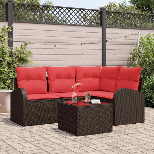 Kerti Kanapé Szett 5 pcs Barna polirattan