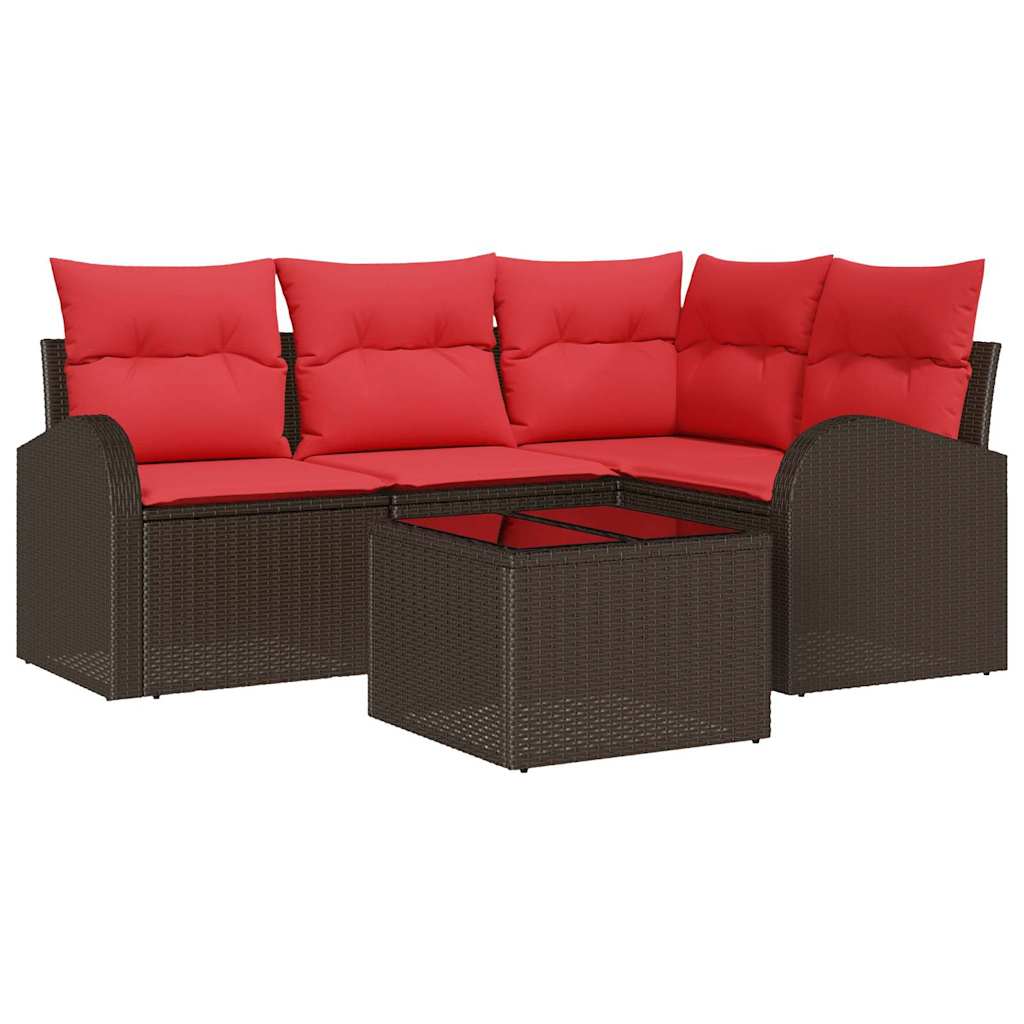 Kerti Kanapé Szett 5 pcs Barna polirattan