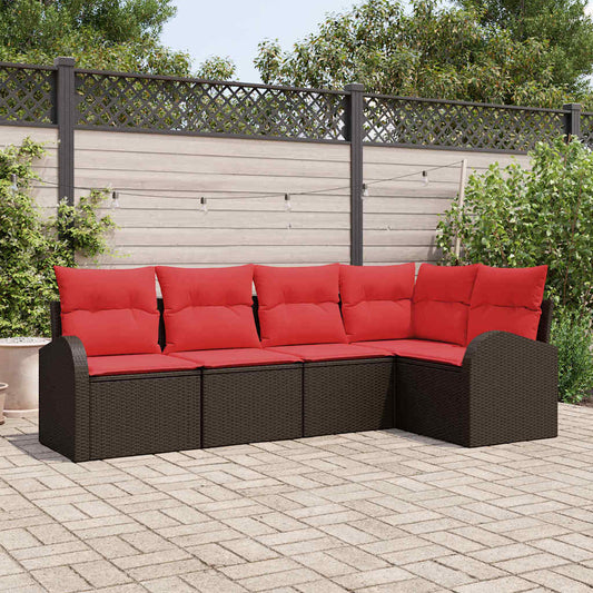 Kerti Kanapé Szett 5 pcs Barna polirattan