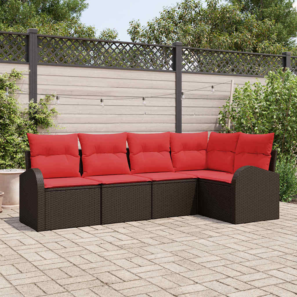 Kerti Kanapé Szett 5 pcs Barna polirattan