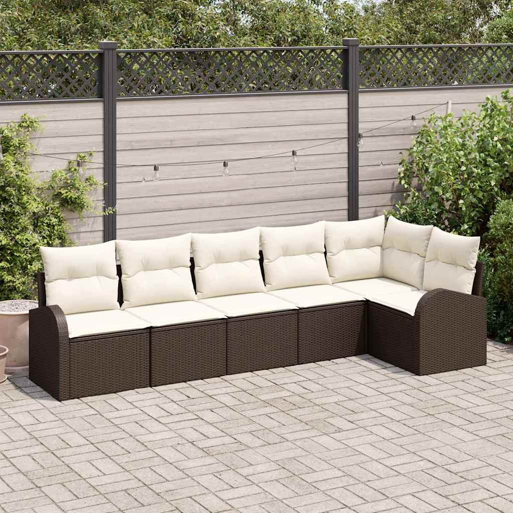 Kerti Kanapé Szett párnával 6 pcs Barna Poli rattan