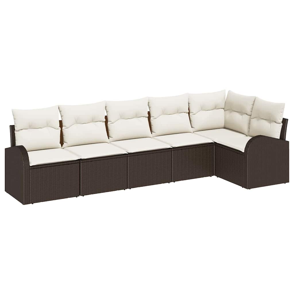 Kerti Kanapé Szett párnával 6 pcs Barna Poli rattan