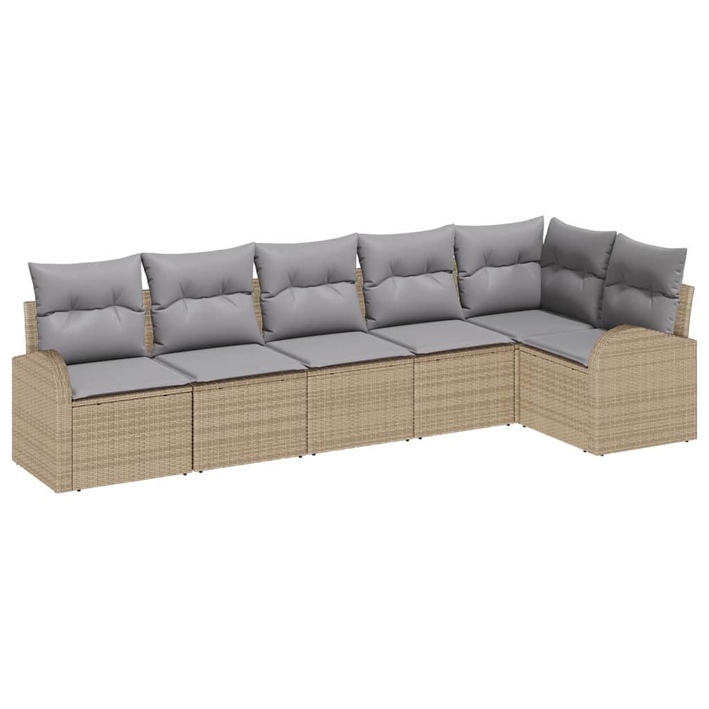 Kerti Kanapé Szett párnával 6 pcs Bézs Poli rattan