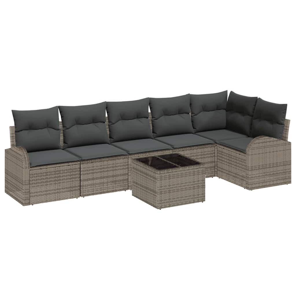 Kerti Kanapé Szett párnával 7 pcs Szürke Poli rattan