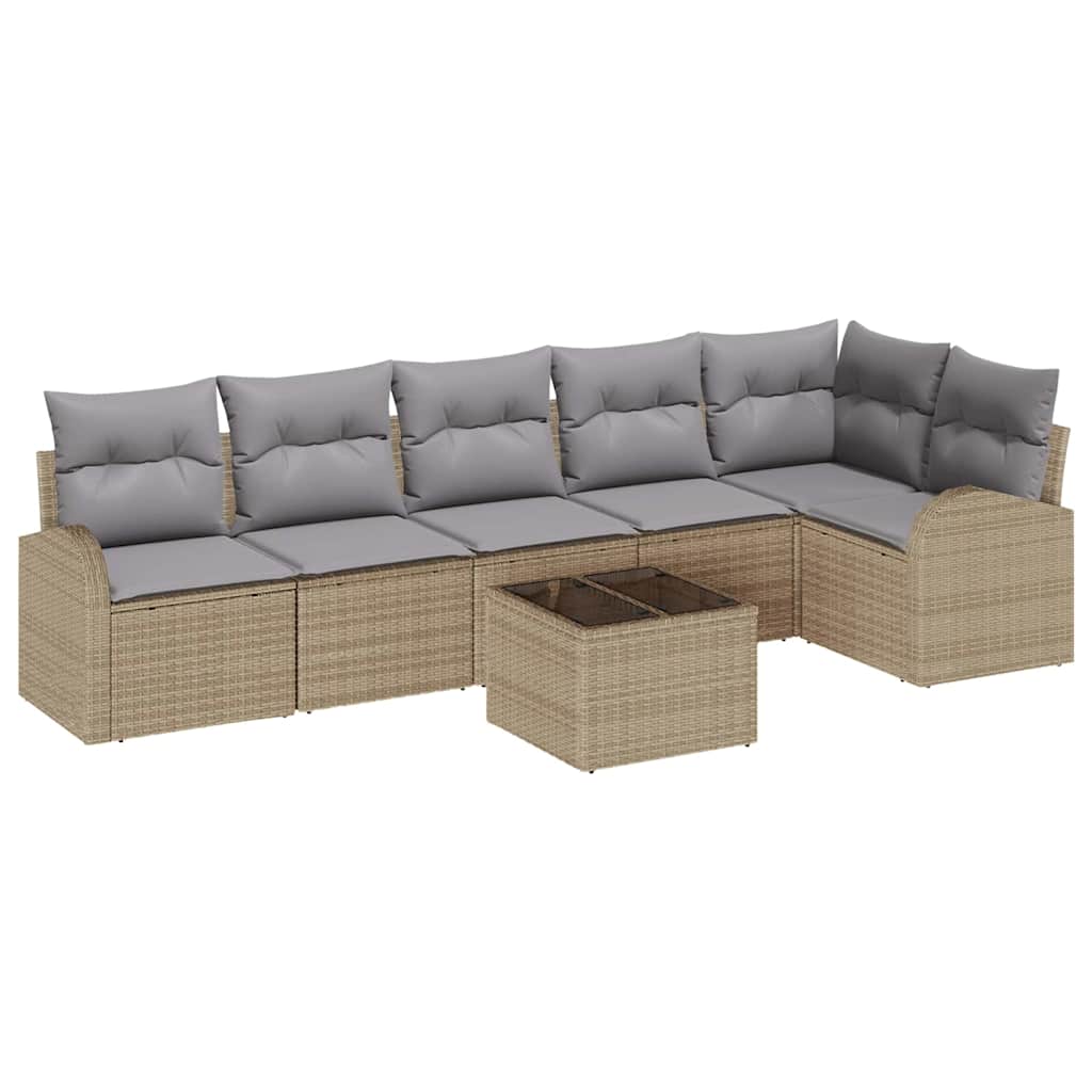Kerti Kanapé Szett párnával 7 pcs Bézs Poli rattan