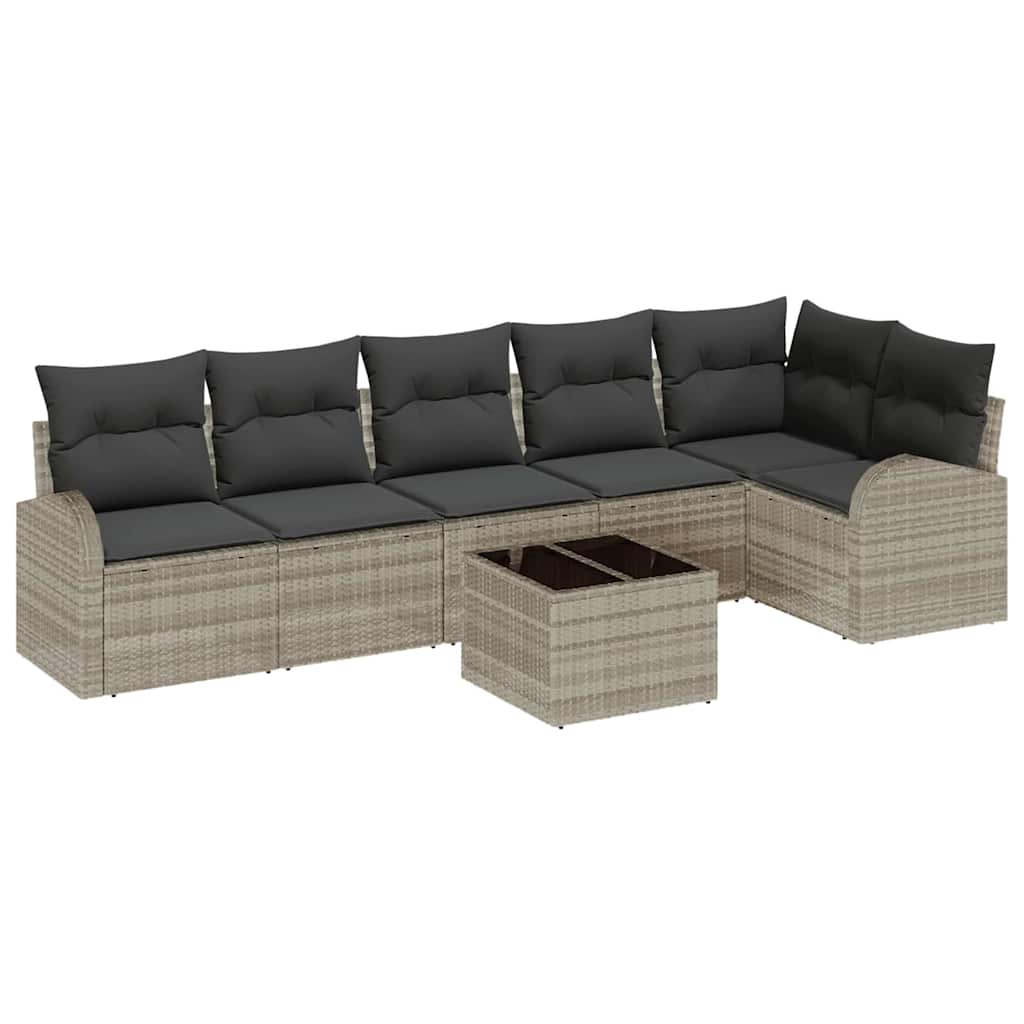 Kerti Kanapé Szett párnával 7 pcs Világosszürke Poli rattan