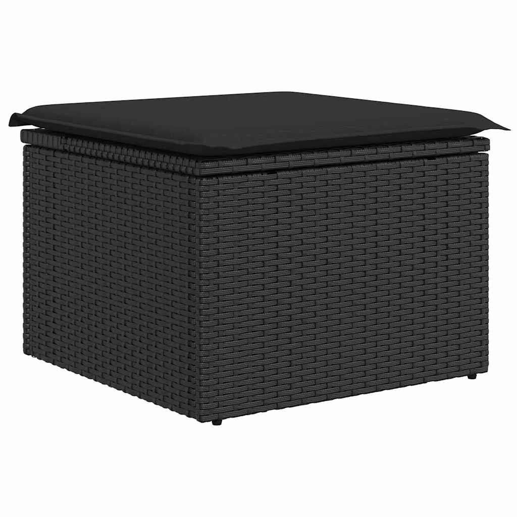 Kerti Kanapé Szett 6 pcs Fekete polirattan