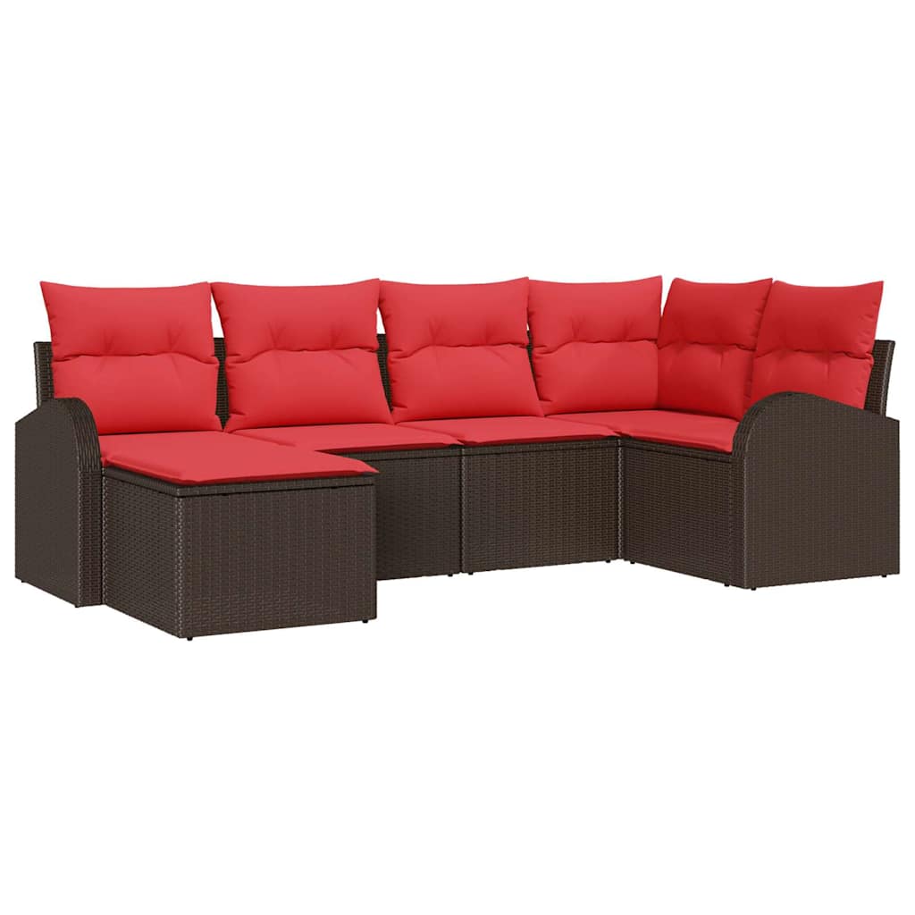 Kerti Kanapé Szett párnával 6 pcs Barna Poly Rattan