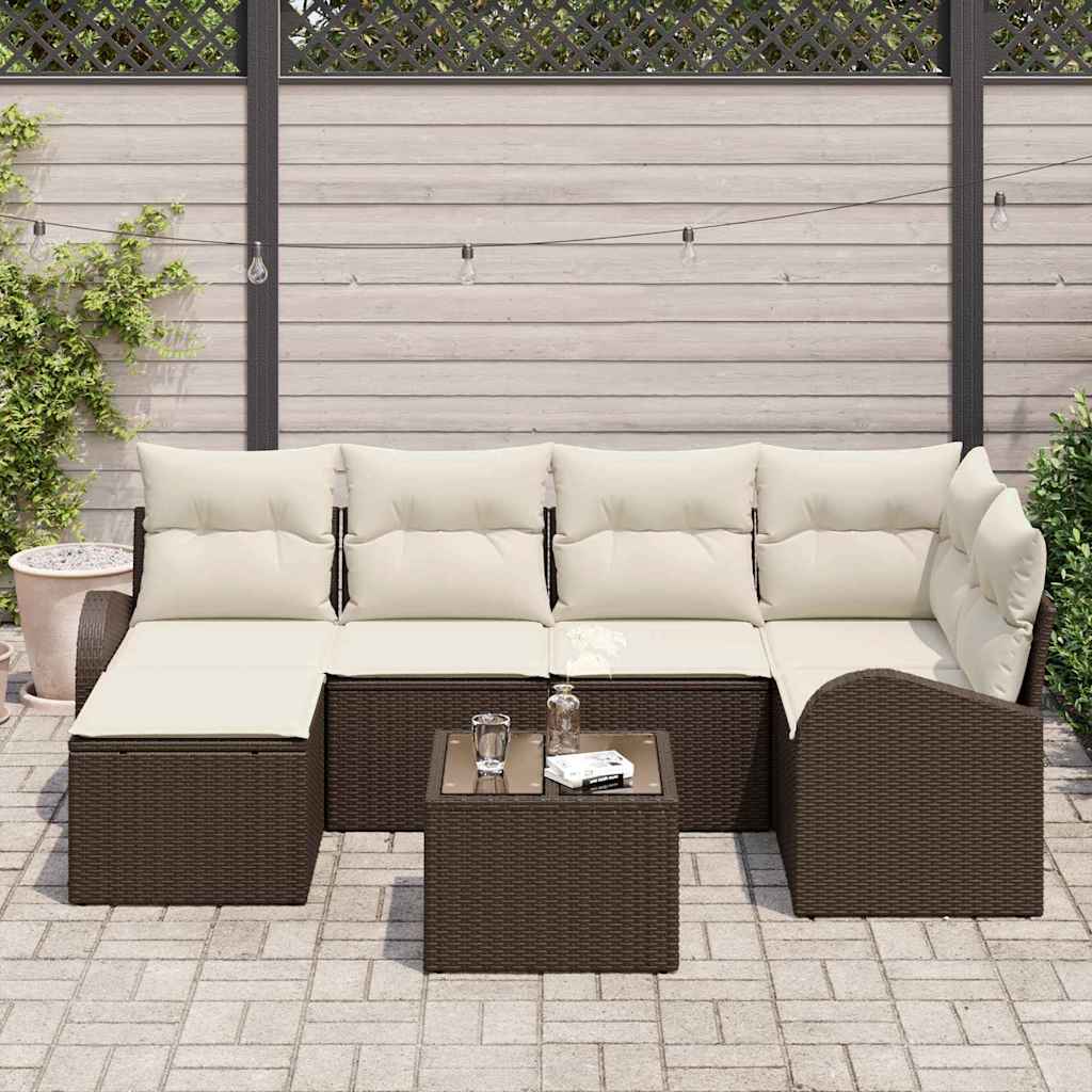 Kerti Kanapé Szett 7 pcs Barna polirattan