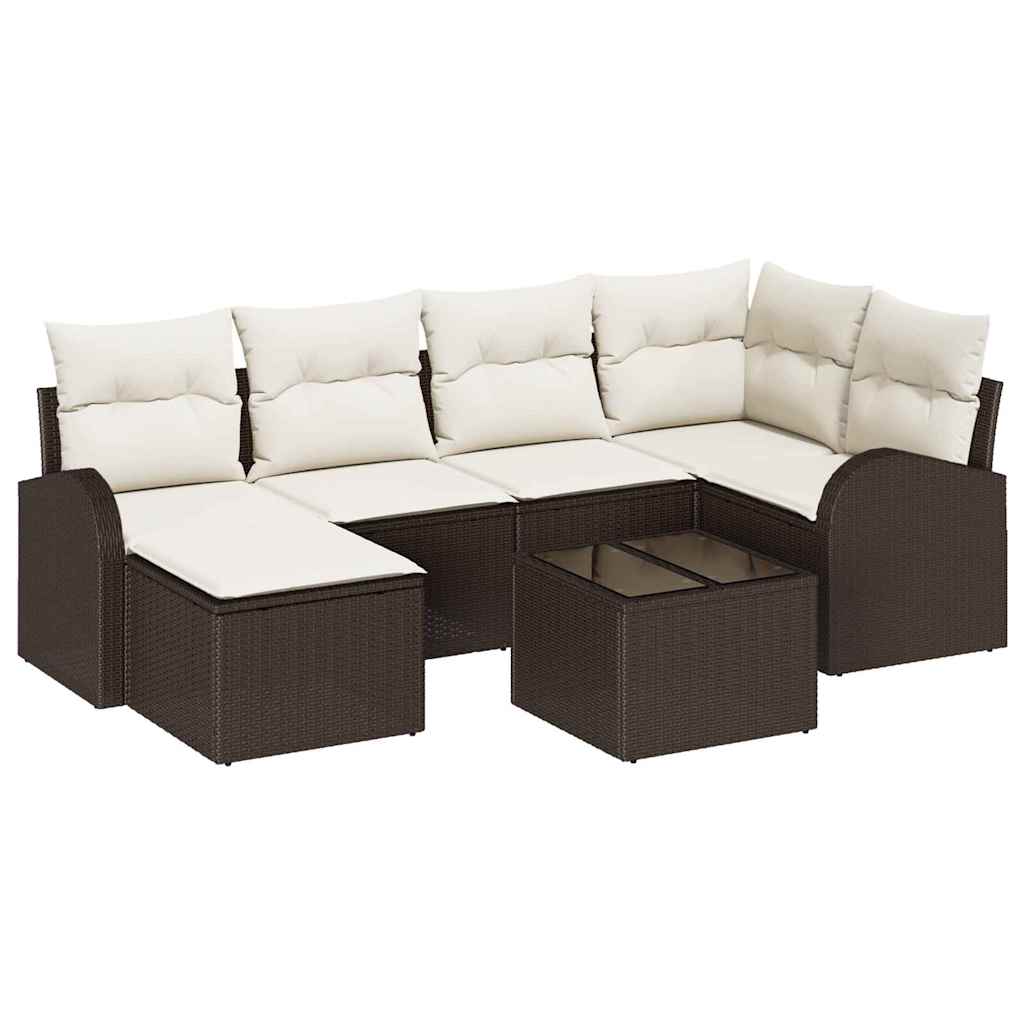 Kerti Kanapé Szett 7 pcs Barna polirattan