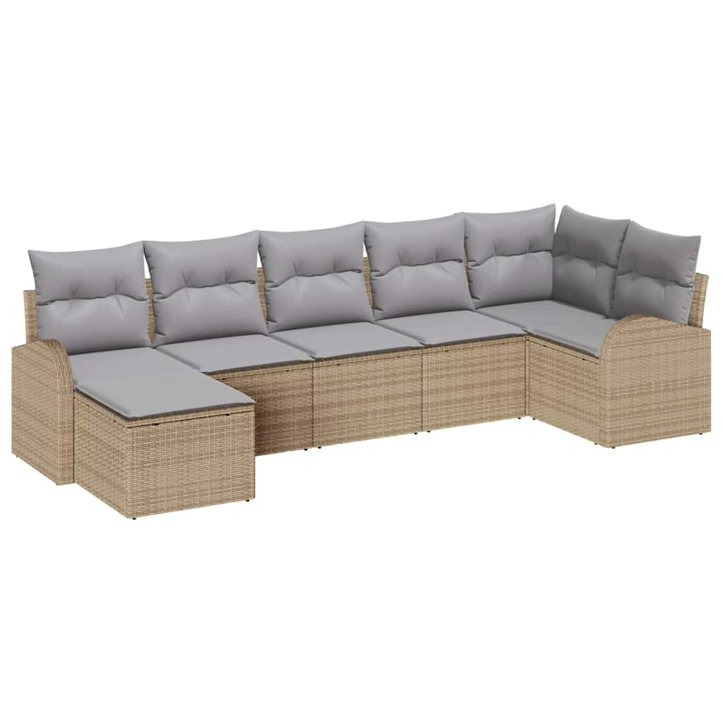 Kerti Kanapé Szett párnával 7 pcs Bézs Poli rattan
