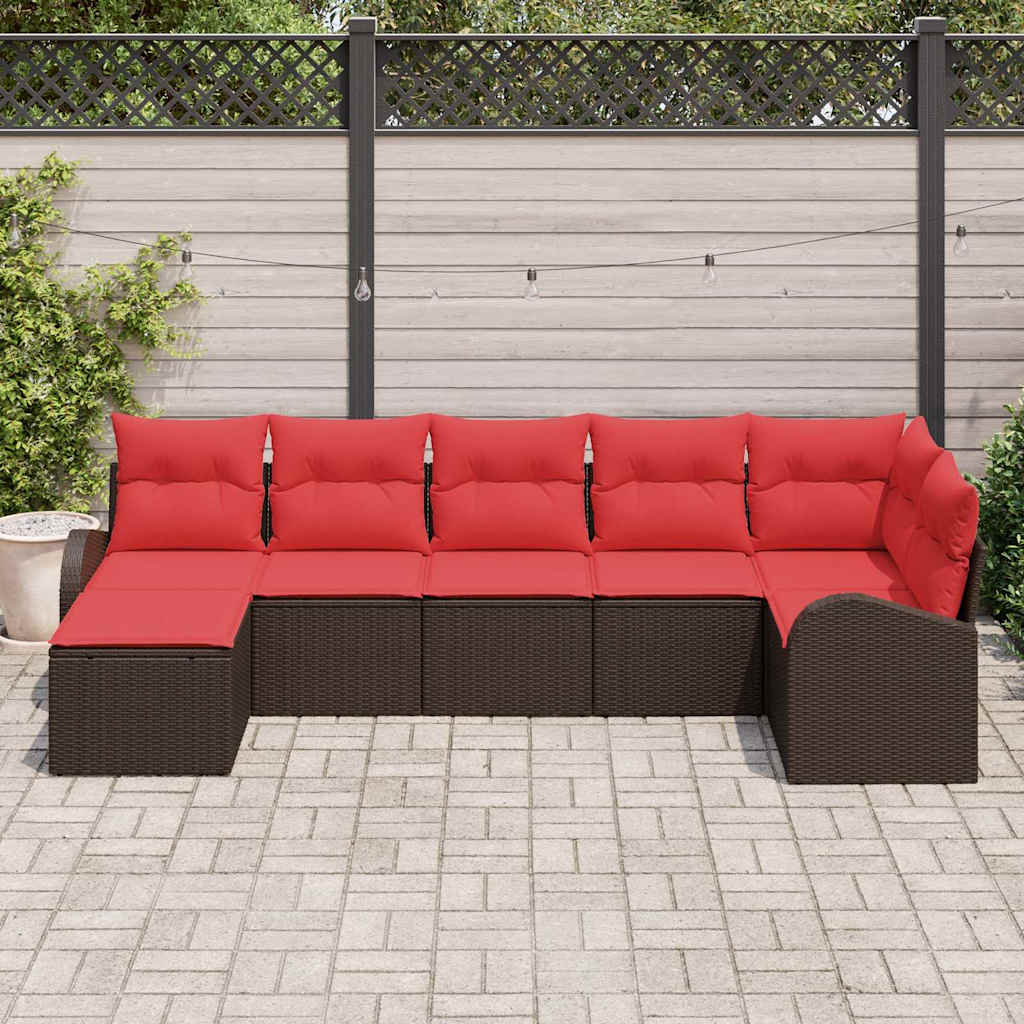 Kerti Kanapé Szett párnával 7 pcs Barna Poli rattan