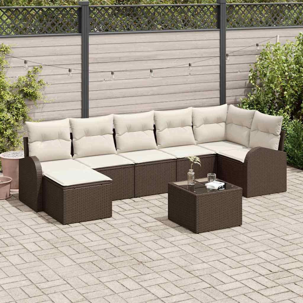 Kerti Kanapé Szett párnával 8 pcs Barna Poli rattan