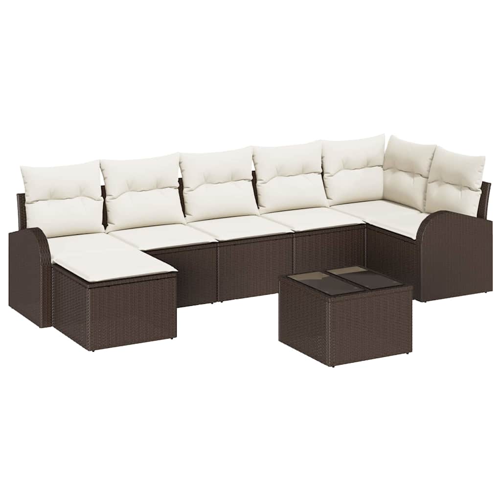 Kerti Kanapé Szett párnával 8 pcs Barna Poli rattan