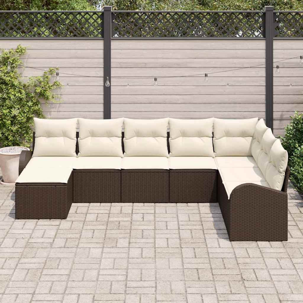 Kerti Kanapé Szett párnával 8 pcs Barna Poli rattan