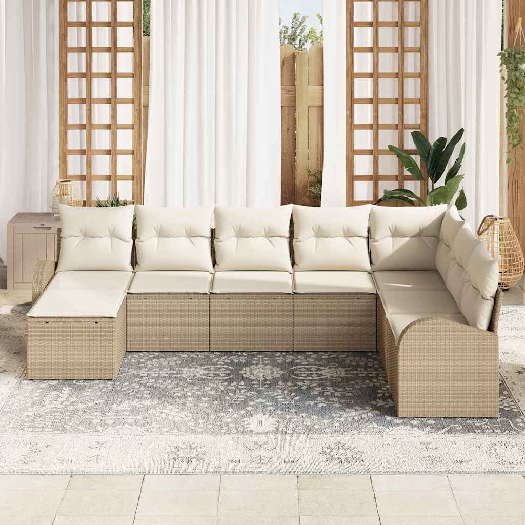 Kerti Kanapé Szett párnával 8 pcs Bézs Poly Rattan