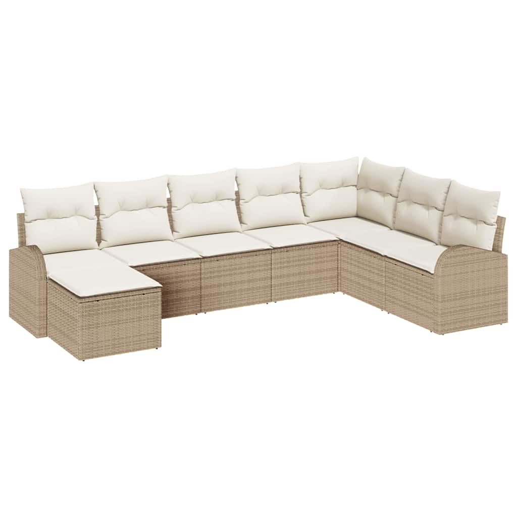 Kerti Kanapé Szett párnával 8 pcs Bézs Poly Rattan