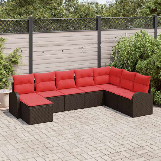 Kerti Kanapé Szett 8 pcs Barna Poli rattan