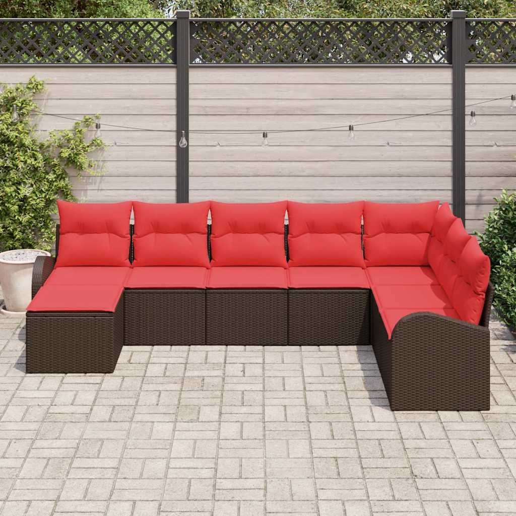 Kerti Kanapé Szett 8 pcs Barna Poli rattan
