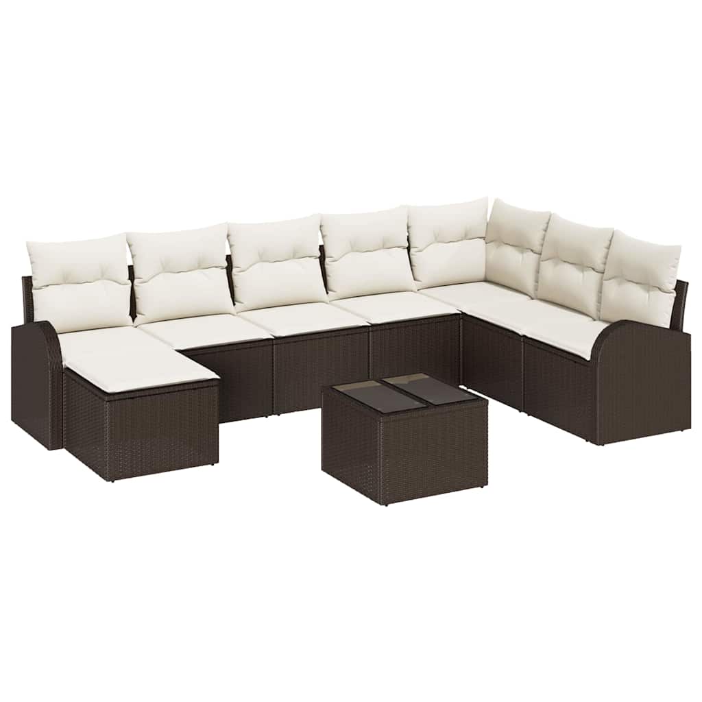 Kerti Kanapé Szett párnával 9 pcs Barna Poli rattan