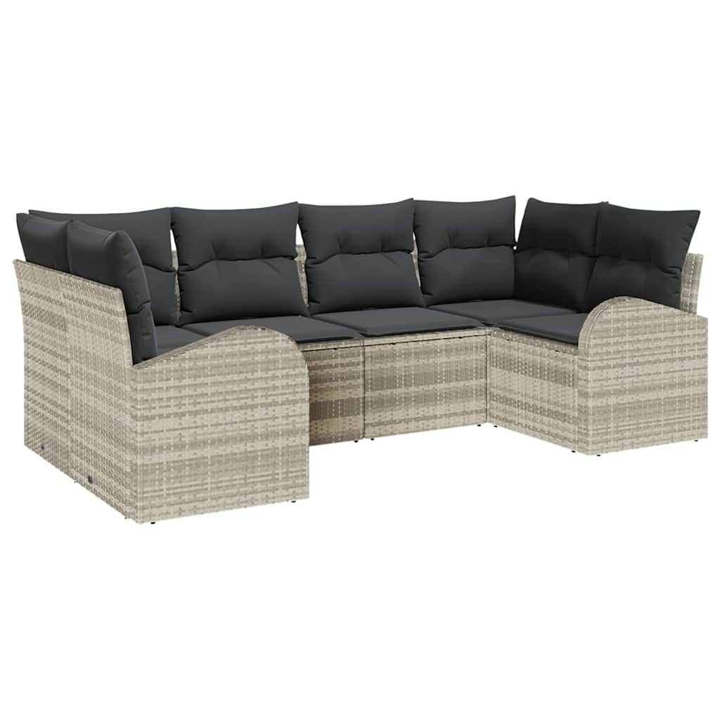 Kerti Kanapé Szett párnával 6 pcs Világosszürke Poly Rattan