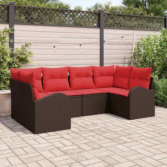 Kerti Kanapé Szett párnával 6 pcs Barna Poly Rattan
