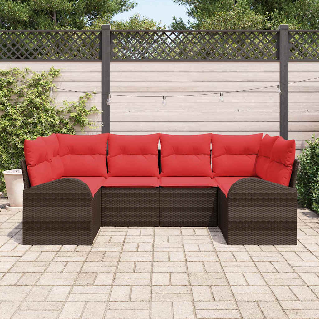 Kerti Kanapé Szett párnával 6 pcs Barna Poly Rattan