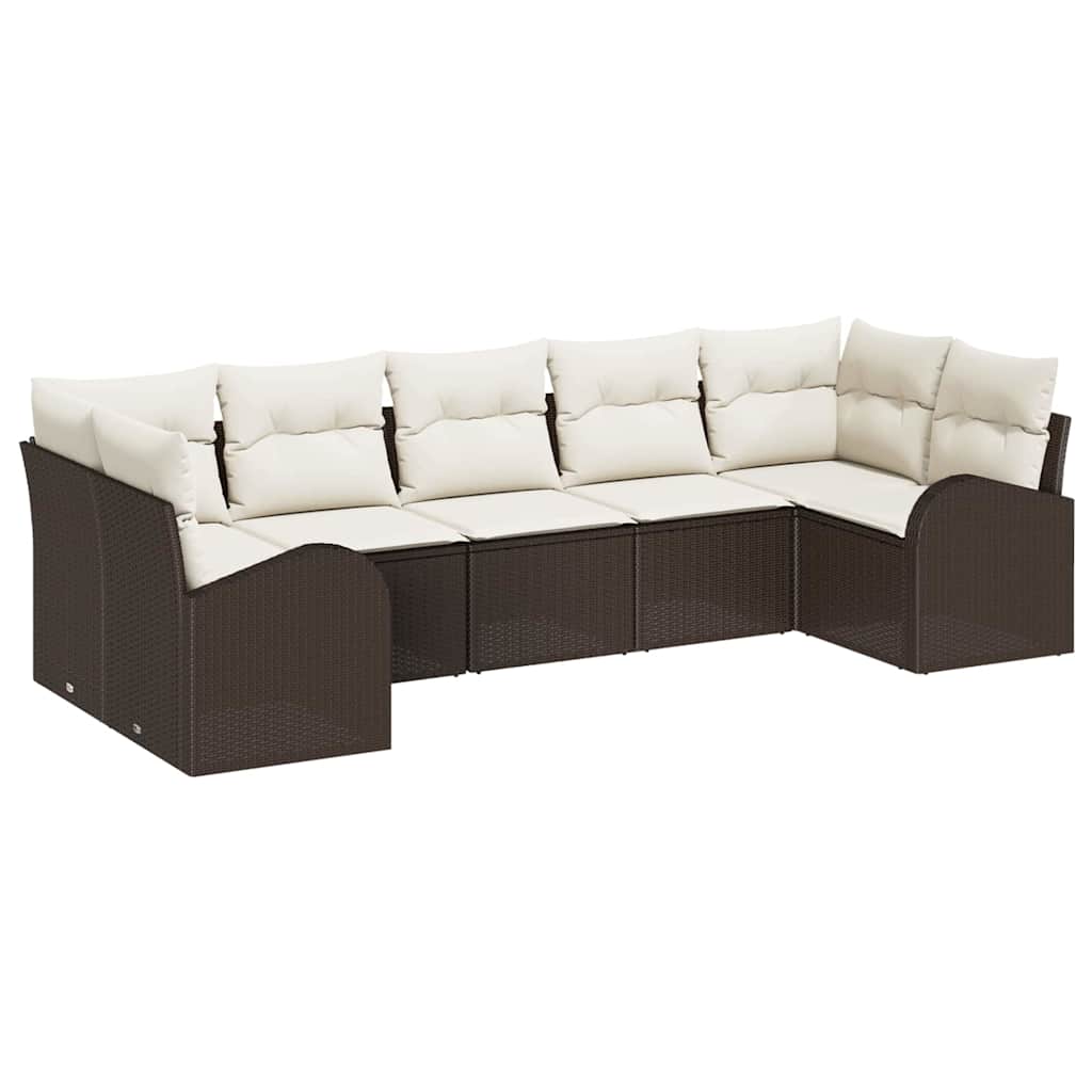 Kerti Kanapé Szett párnával 7 pcs Barna Poly Rattan