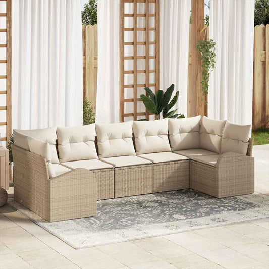 Kerti Kanapé Szett párnával 7 pcs Bézs Poly Rattan