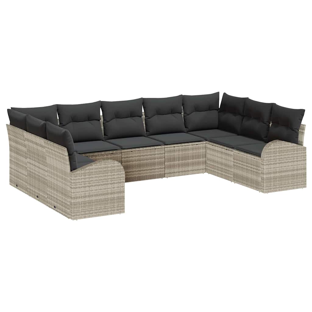 Kanapé Szett párnával Világosszürke Poly Rattan