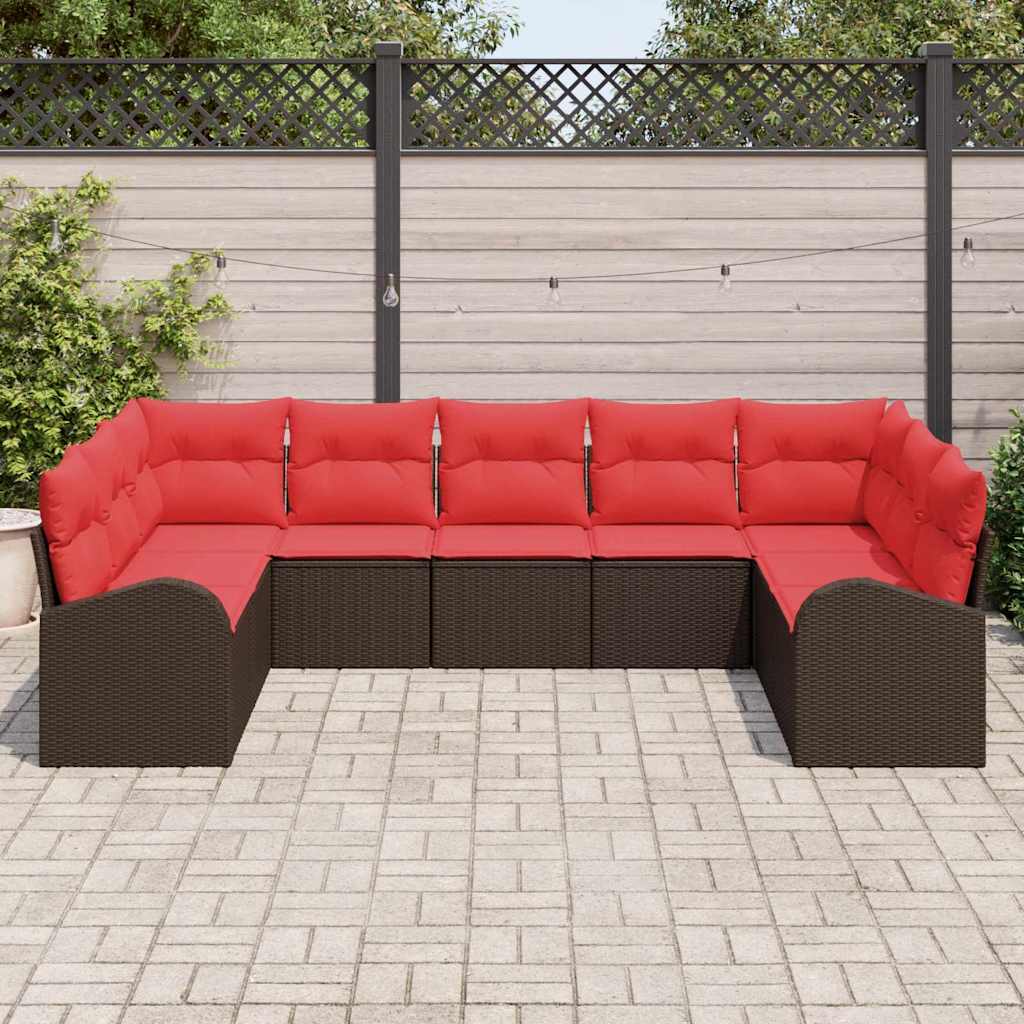 Kanapé Szett párnával Barna Poly Rattan
