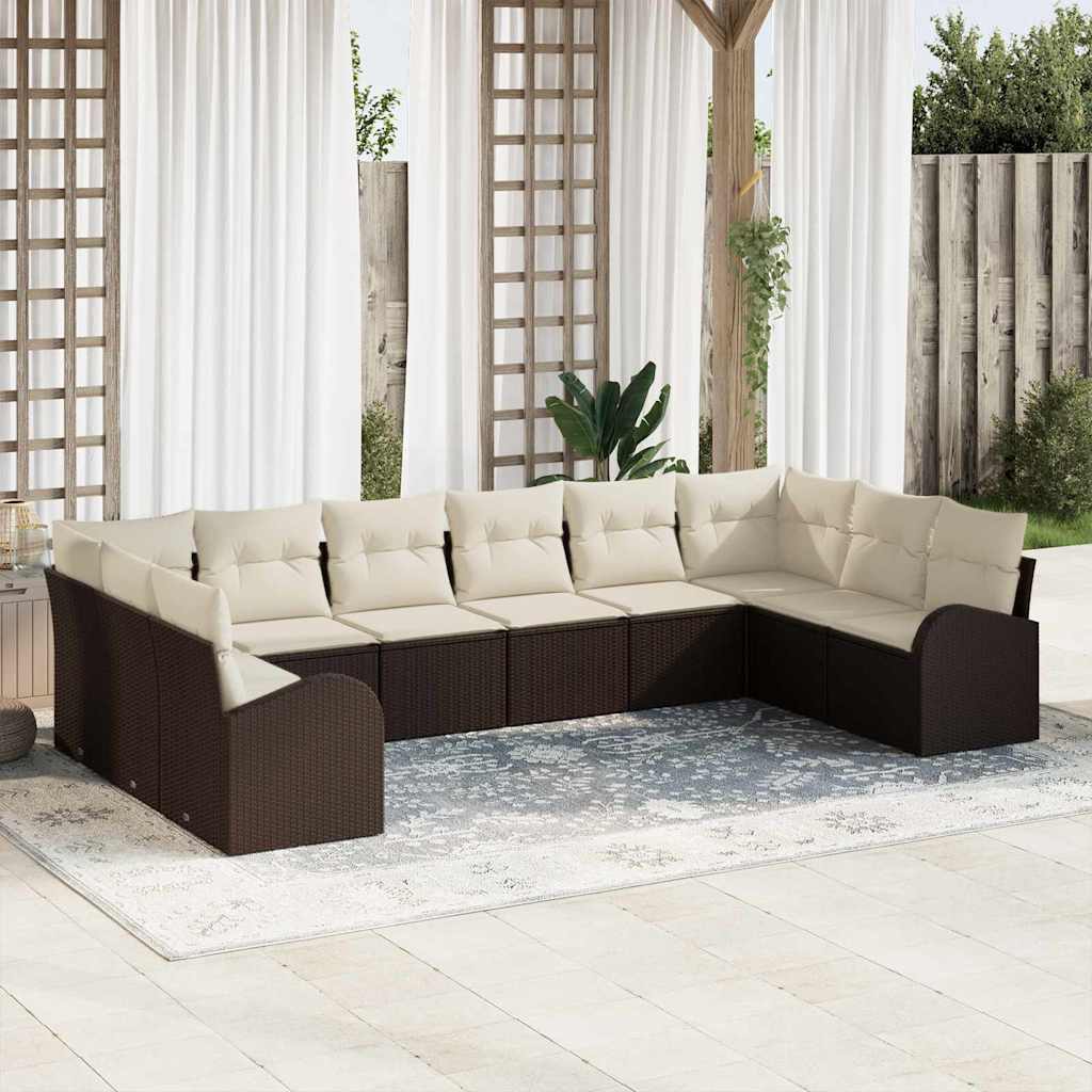 Kanapé Szett párnával 10 pcs Barna Polyrattan