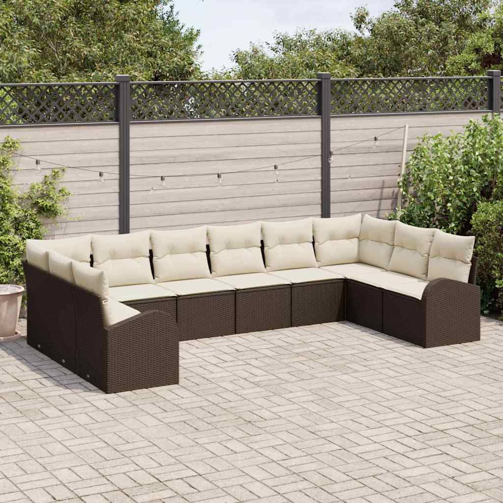 Kanapé Szett párnával 10 pcs Barna Polyrattan