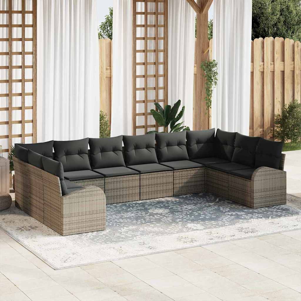 Kanapé Szett párnával 10 pcs Szürke Polyrattan