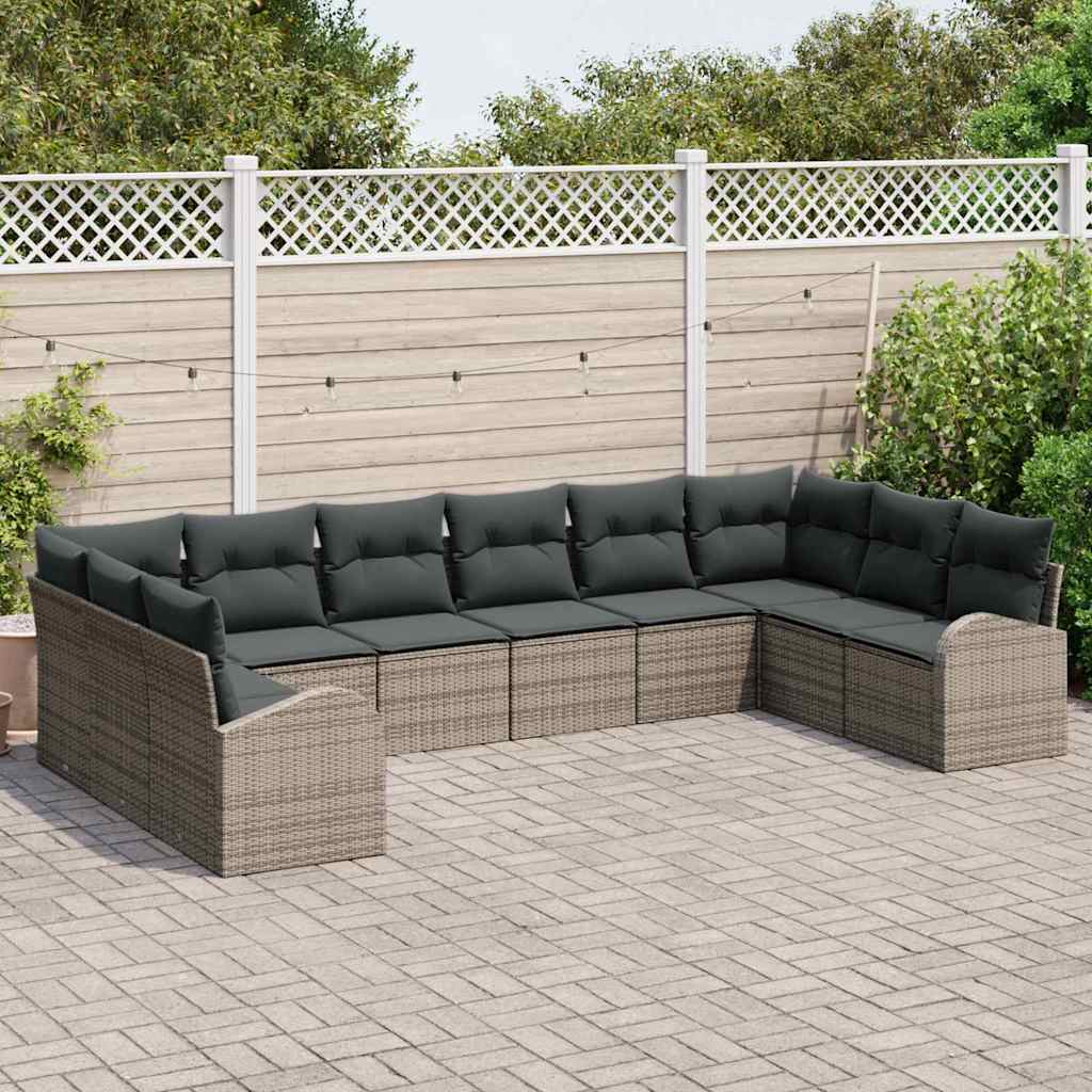 Kanapé Szett párnával 10 pcs Szürke Polyrattan
