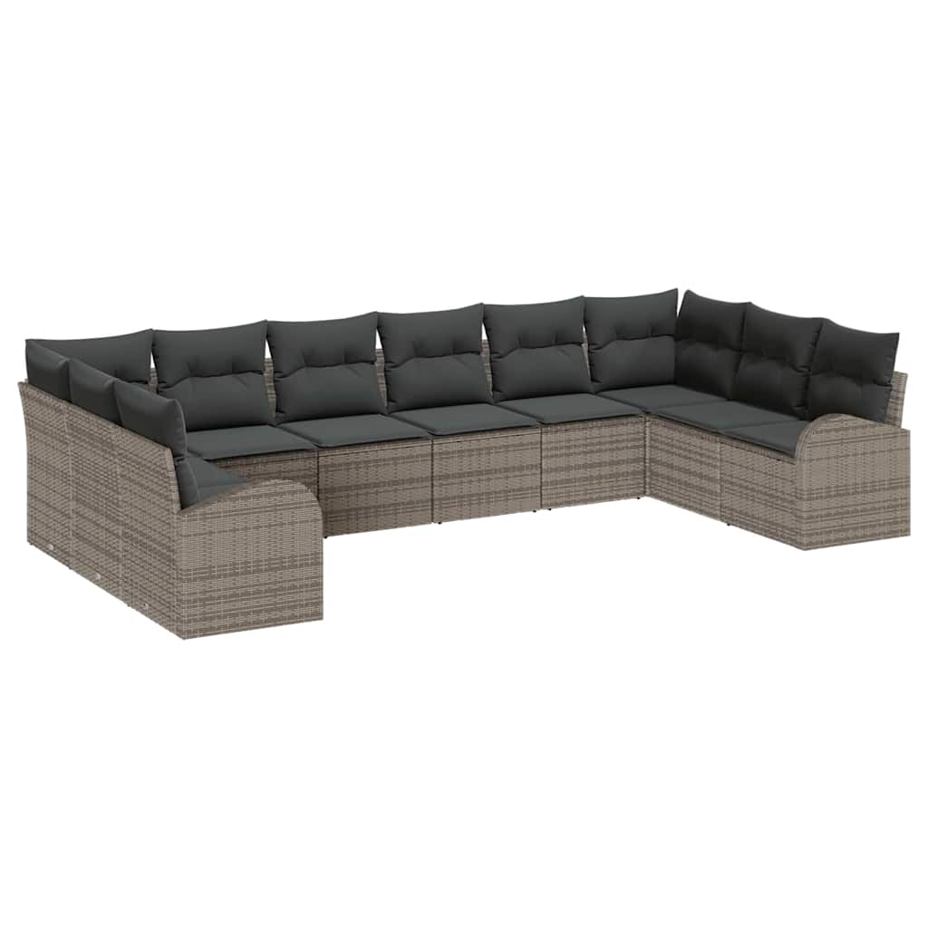 Kanapé Szett párnával 10 pcs Szürke Polyrattan
