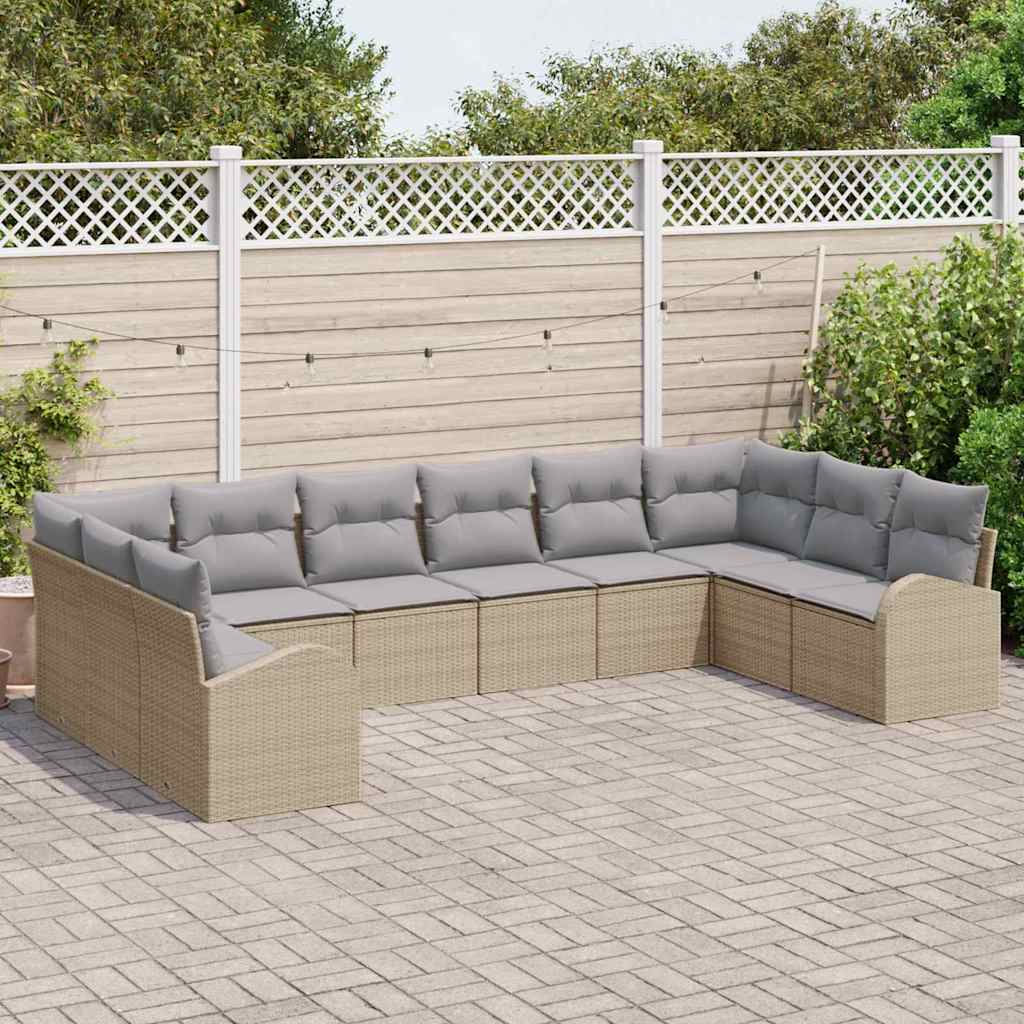 Kanapé Szett párnával 10 pcs Bézs Polyrattan