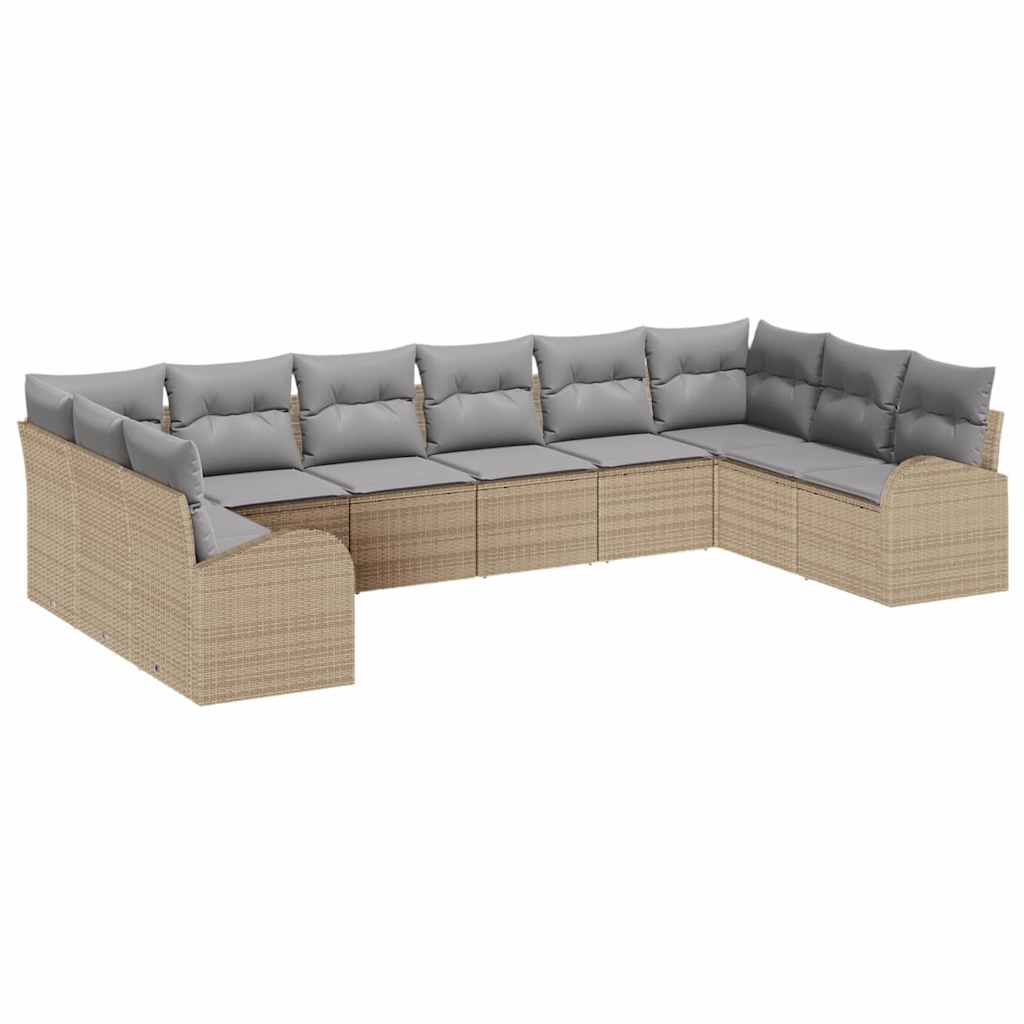 Kanapé Szett párnával 10 pcs Bézs Polyrattan