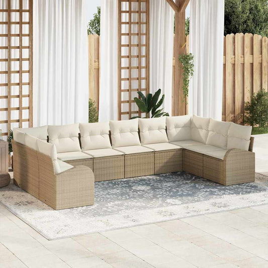 Kanapé Szett párnával 10 pcs Bézs Polyrattan