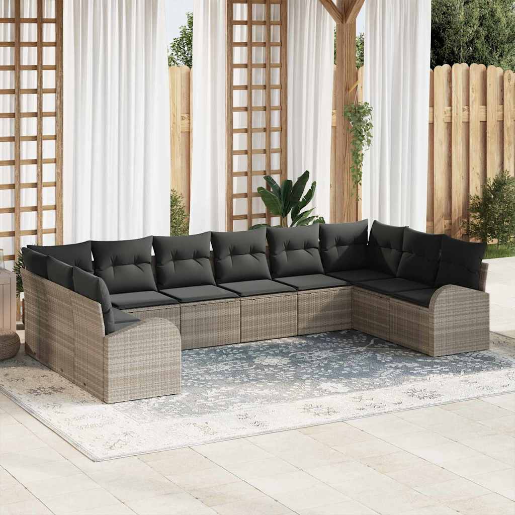 Kanapé Szett párnával 10 pcs Világosszürke Polyrattan