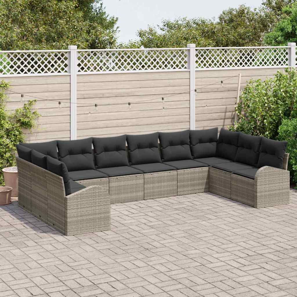 Kanapé Szett párnával 10 pcs Világosszürke Polyrattan