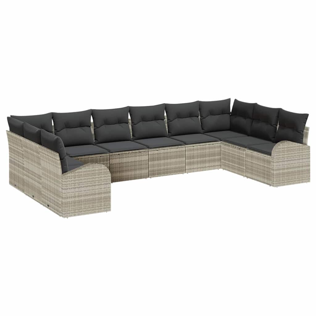 Kanapé Szett párnával 10 pcs Világosszürke Polyrattan