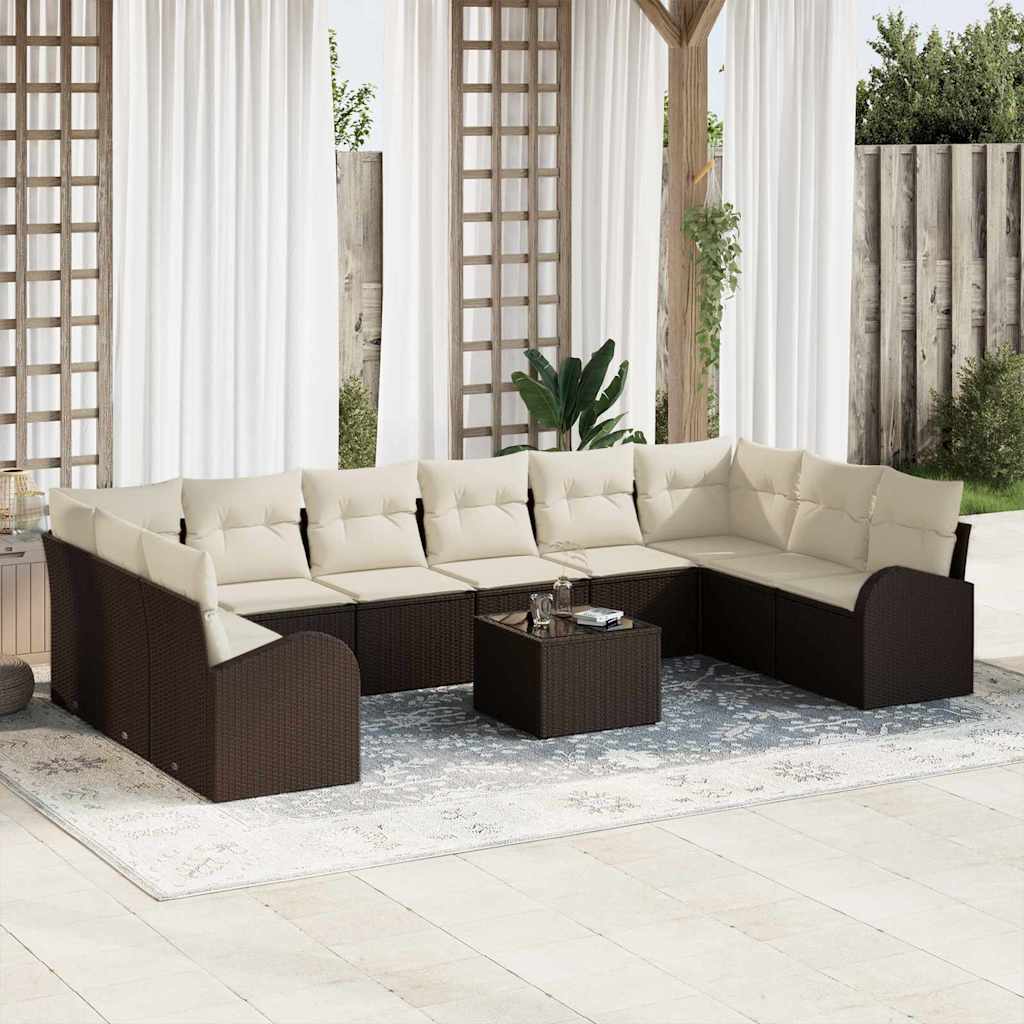 Kanapé Szett párnával 11 pcs Barna Polyrattan