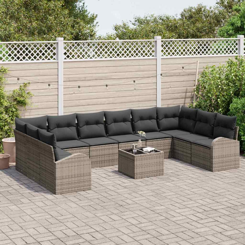 Kanapé Szett párnával 11 pcs Szürke Polyrattan